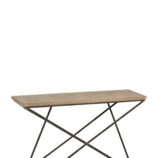 CONSOLE PIE CRUZ TECA/METAL MARRON