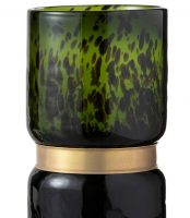 96634-JARRON DECORATIVE SPOT GREEN-BLACK-GOLD LARGE GLASS (19X19X31CM)