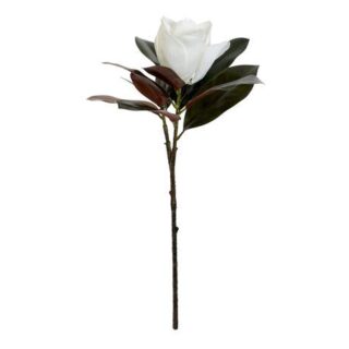 MAGNOLIA FLOR TELA CON HOJAS METAL 40 X 66 CM.