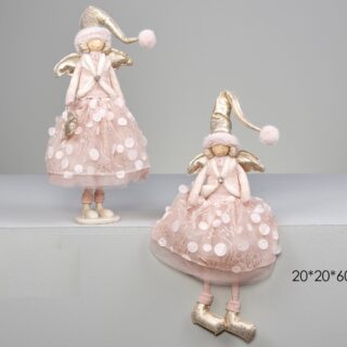 FIGURA ANGEL DE NAVIDAD ROSA 60cm