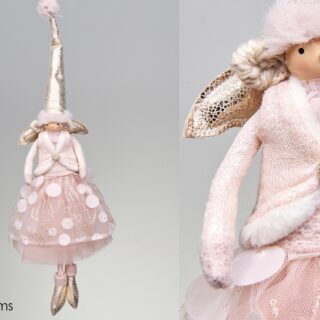 ANGEL COLGANTE DE NAVIDAD ROSA 15cm