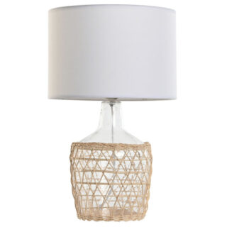 LÁMPARA DE MESA CRISTAL Y CUERDA 28x28x45 cms.