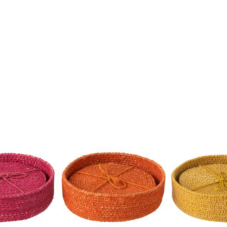 CESTO DE 6 POSAVASOS FUCSIA