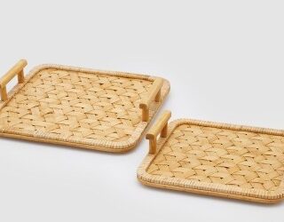 SET DOS BANDEJAS DE BAMBÚ HECHAS A MANO