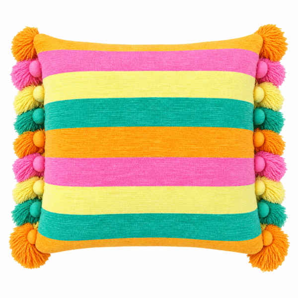 COJIN BORLAS A RAYAS DE COLORES