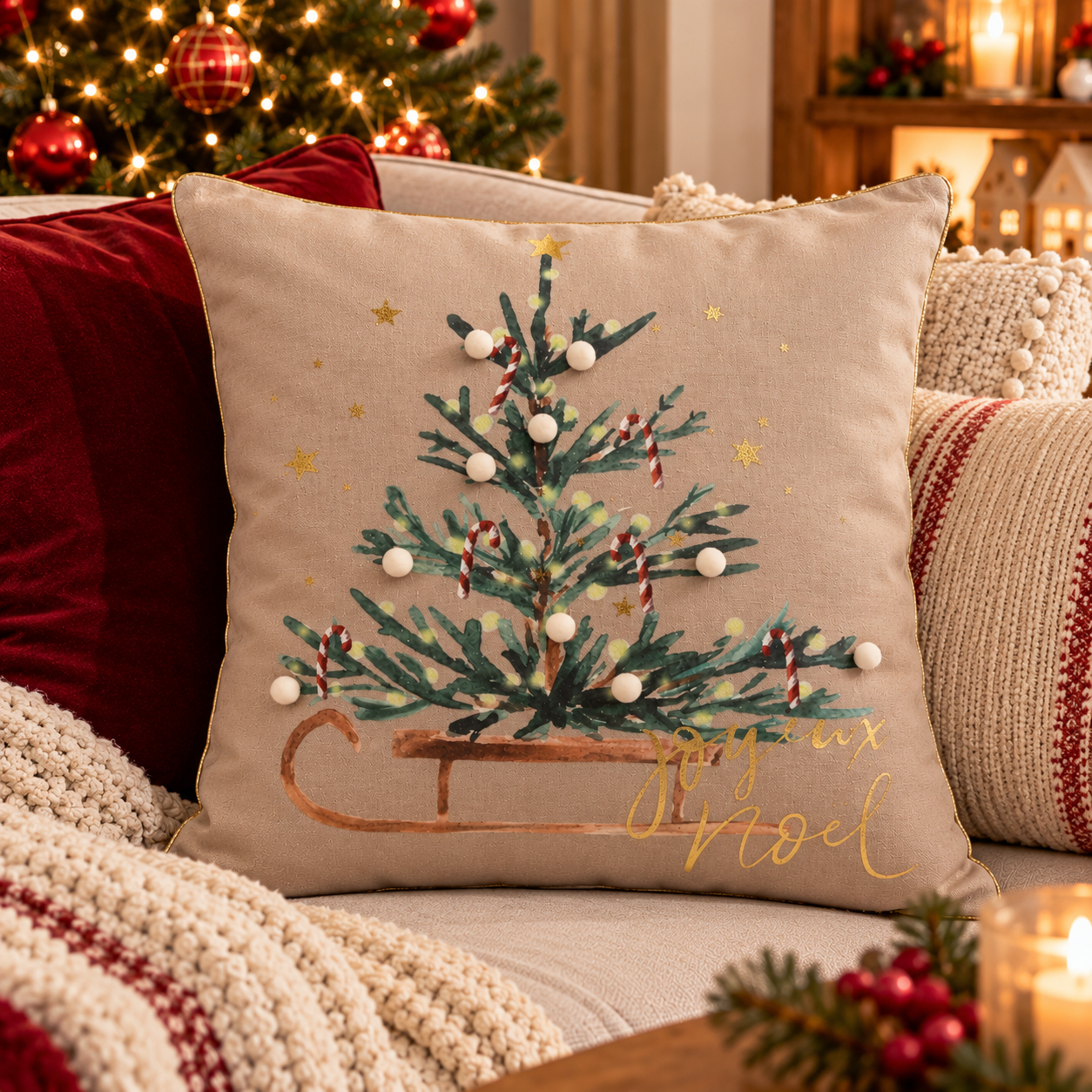 COJÍN NAVIDEÑO ÁRBOL JOEUX NOEL - Imagen 2
