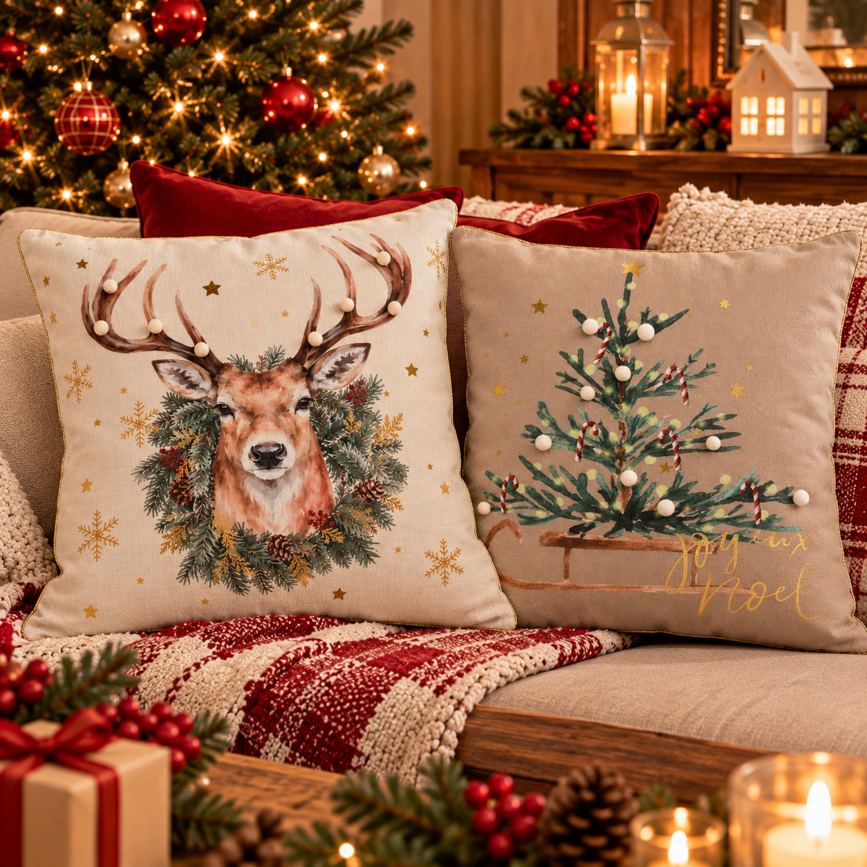 COJÍN NAVIDEÑO ÁRBOL JOEUX NOEL - Imagen 3